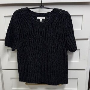 Banana Republic Black Textured Knit Short-Sleeve Top